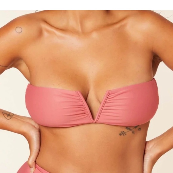 Andie Swim Andie Swim The Scala Bikini Top Punch Pink Bandeau